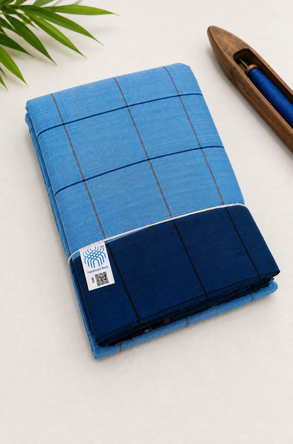 Blue Patteda Anchu Cotton Handloom Saree — Pure Cotton Ilkal saree